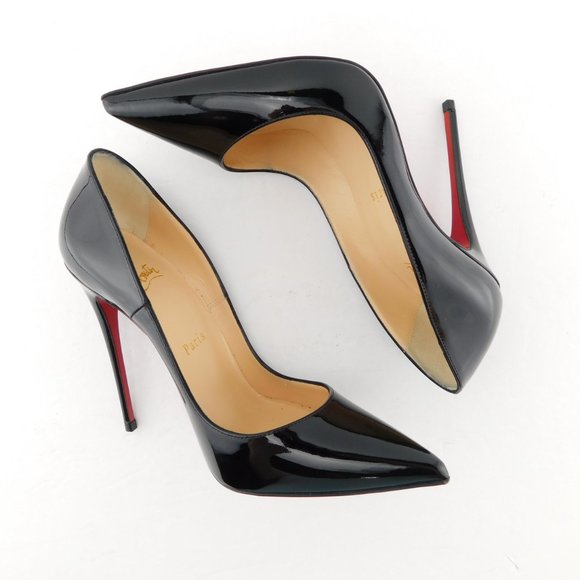 CHRISTIAN LOUBOUTIN Black Patent Leather Classic Stiletto Heel Pumps 35.5 - Picture 4 of 10